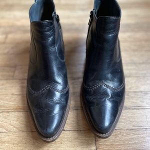 Paul Green Black Leather Ankle Boots Booties Western Sz 7